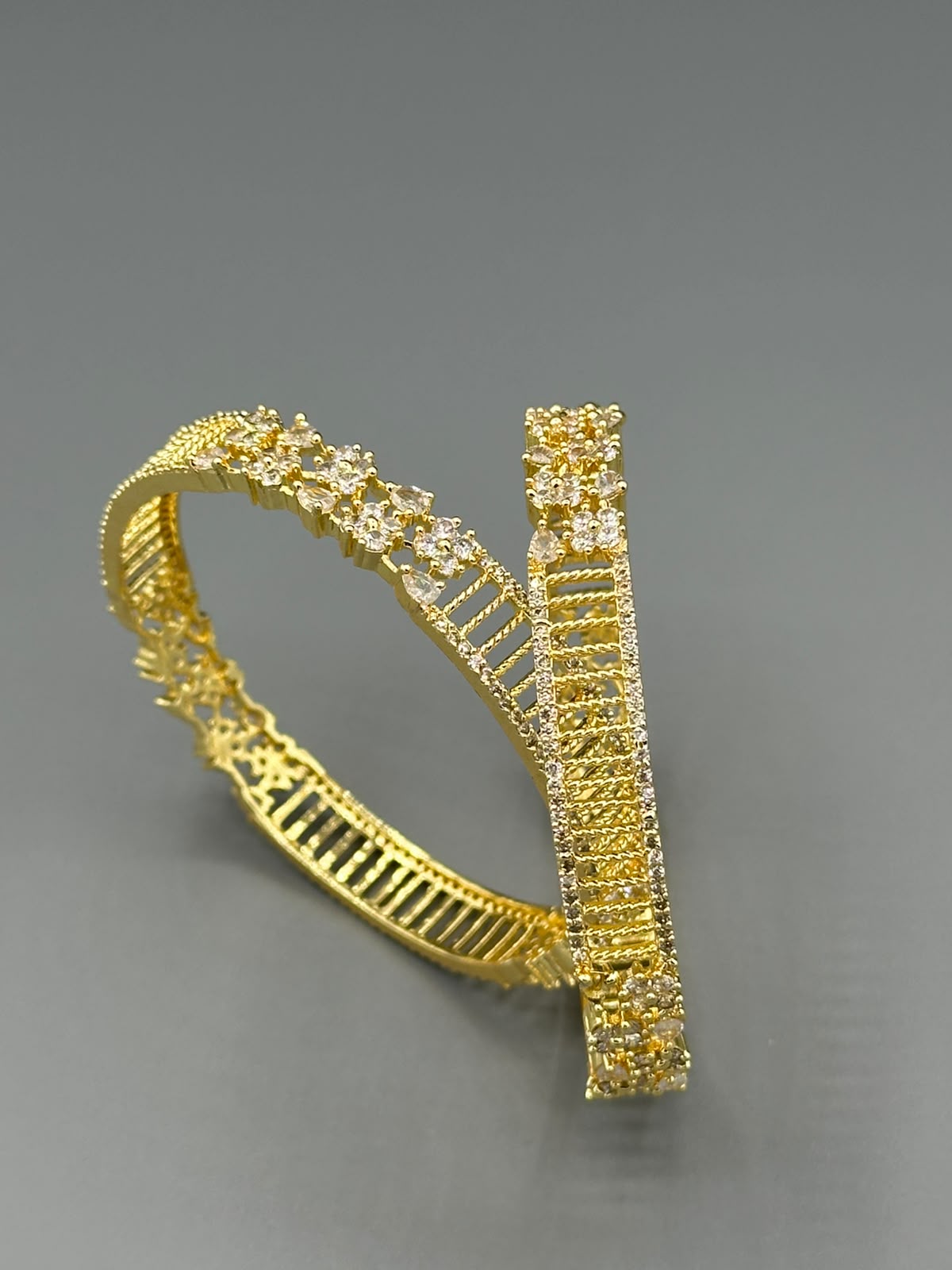 Luxury Diamond Cut One Carat Silver Rhodium Plated Bangle | Semi-Precious Stones