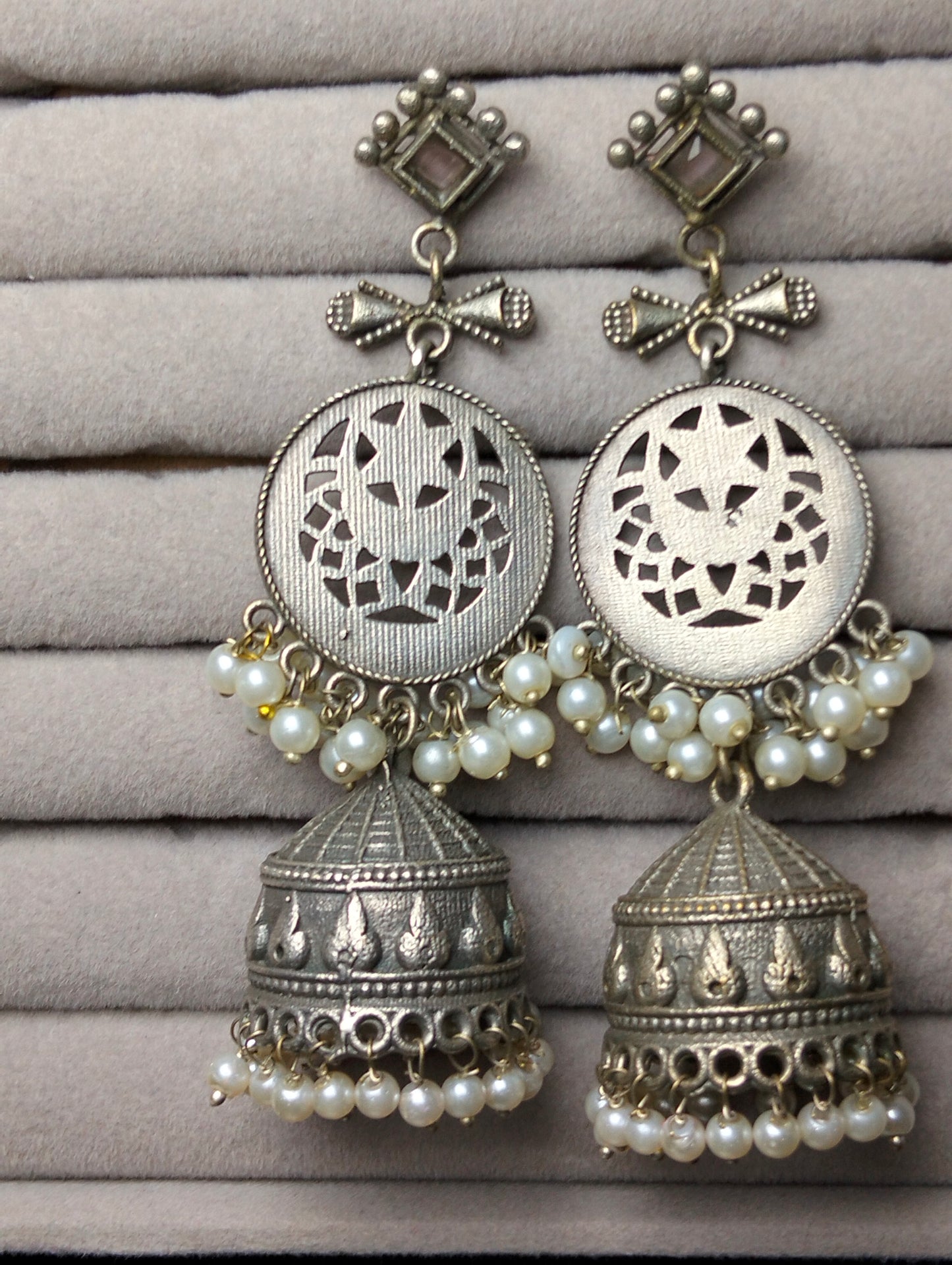 Oxidized handmade brass jhumka's