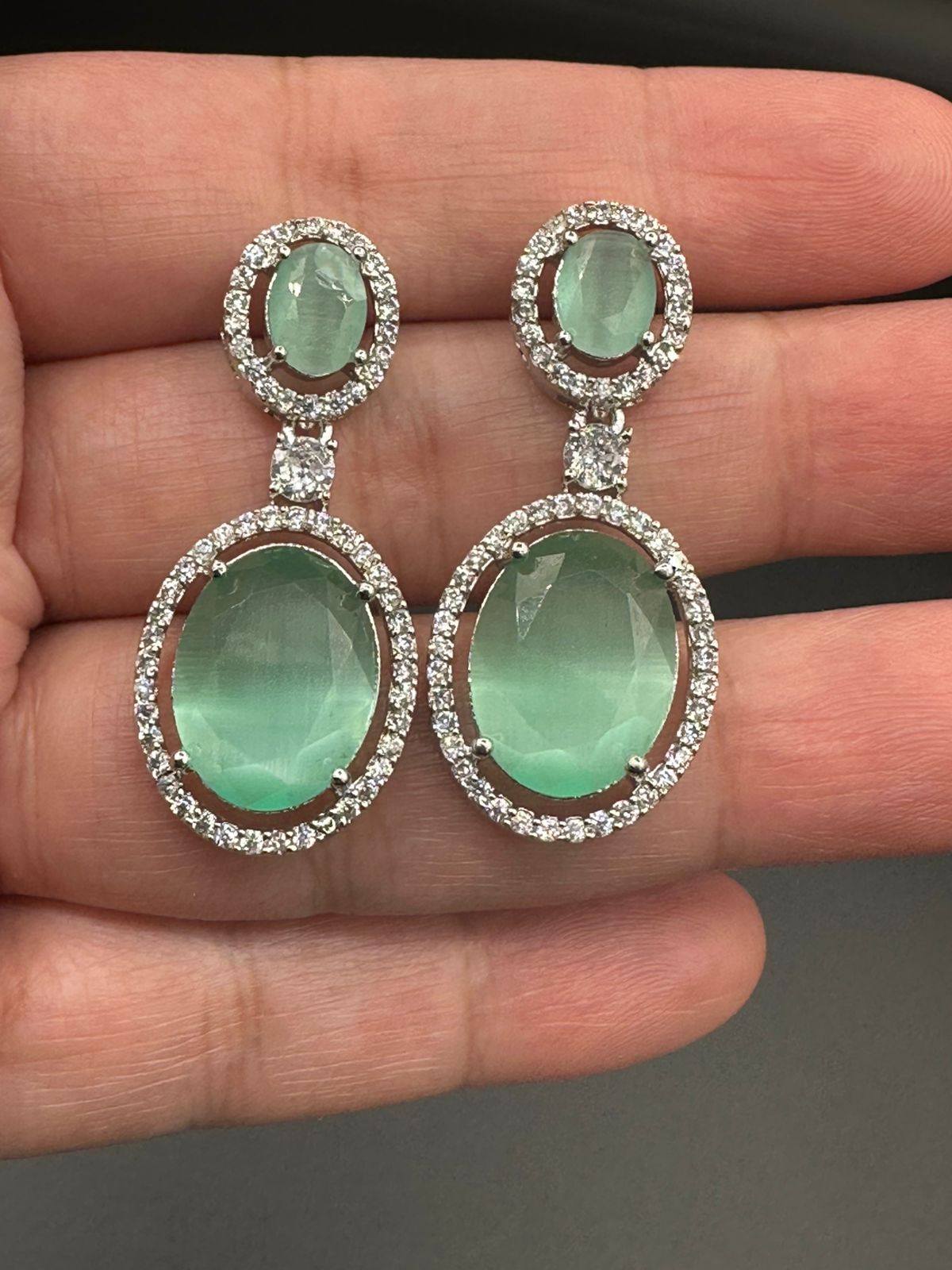 The Arctic Oval | Mint Green High-Shine Earrings