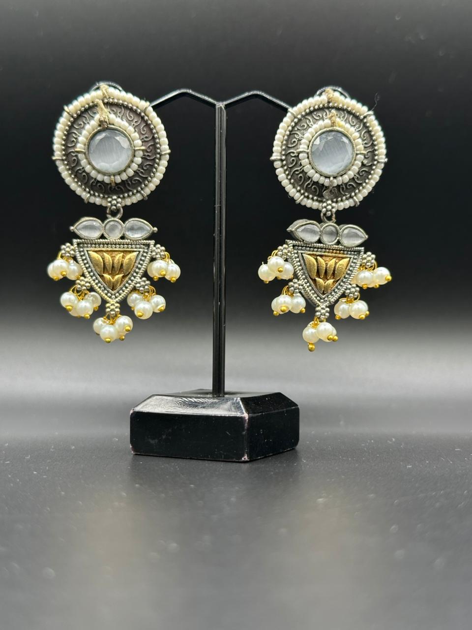 Handcrafted Oxidized Dangle Earrings – Traditional Jhumka Style