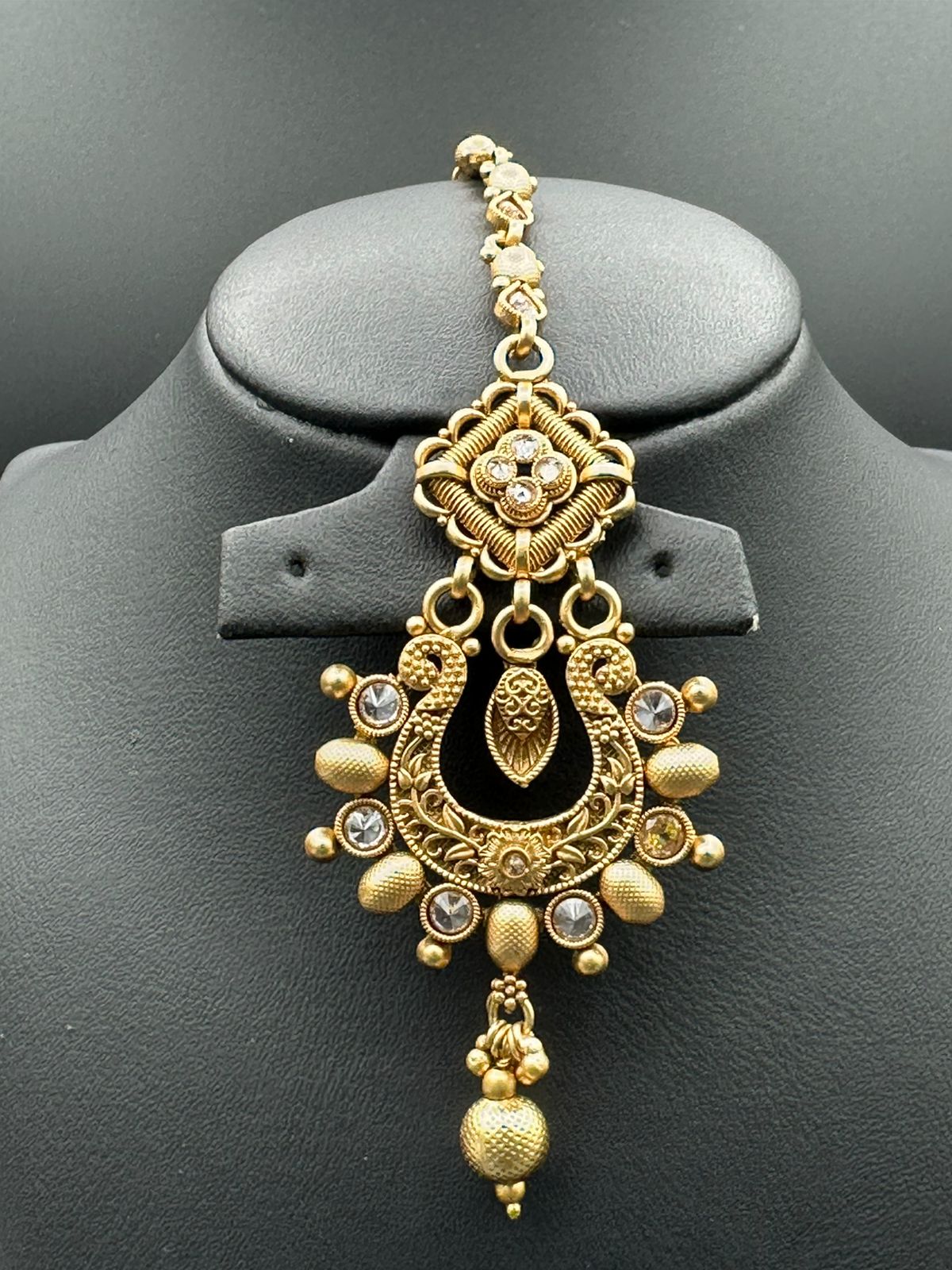 The Eternal Ethnic | Matte Gold Rajwari Tikka with Jhumka Drops