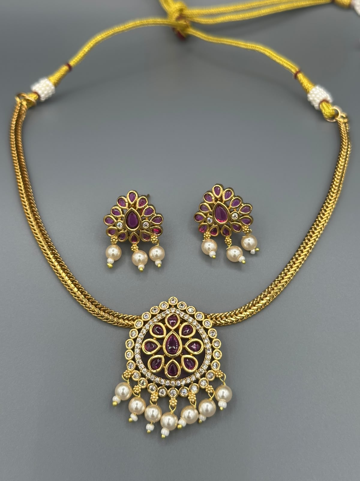 Designer South Indian Handmade Gold Plated Jewelry Set