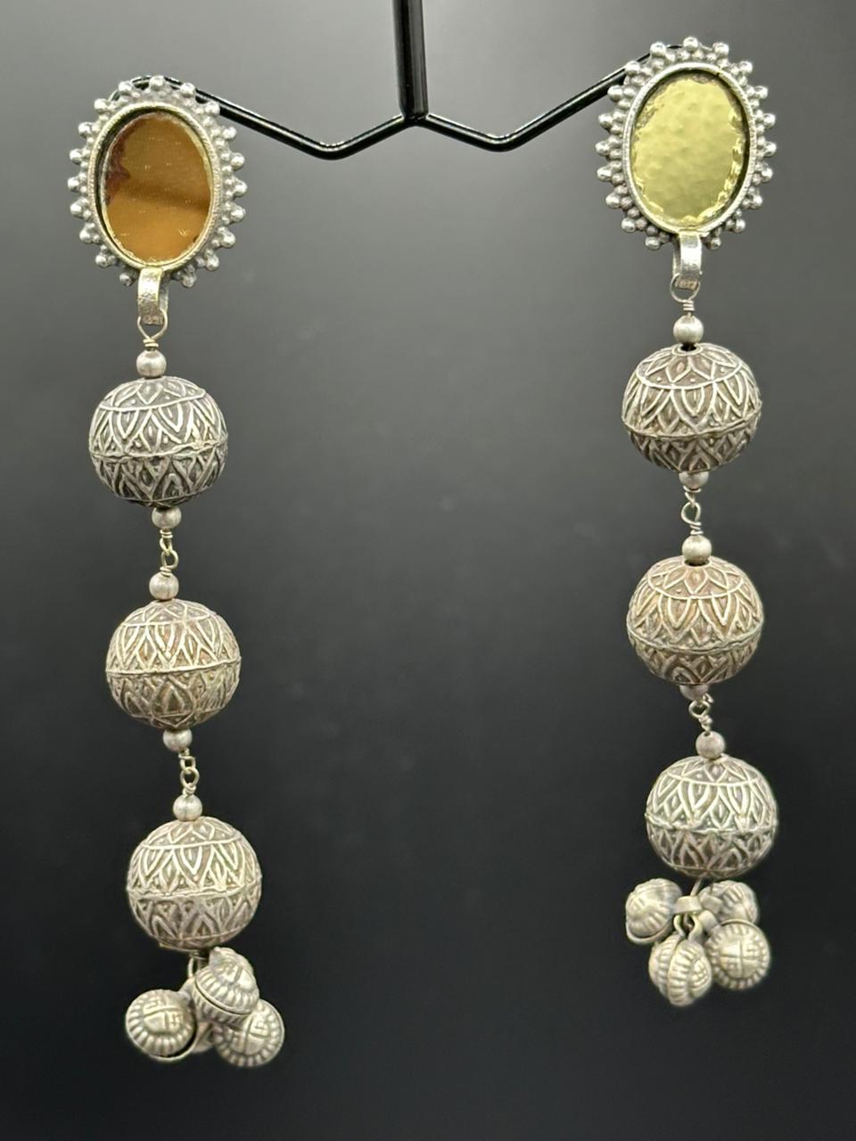 The Silver Bell | Minimal Oxidized Jhumkas