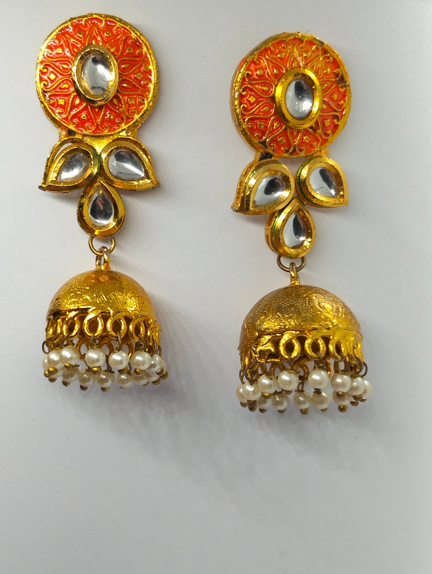 Trendy oxidized brass handmade Kundan jhumki's