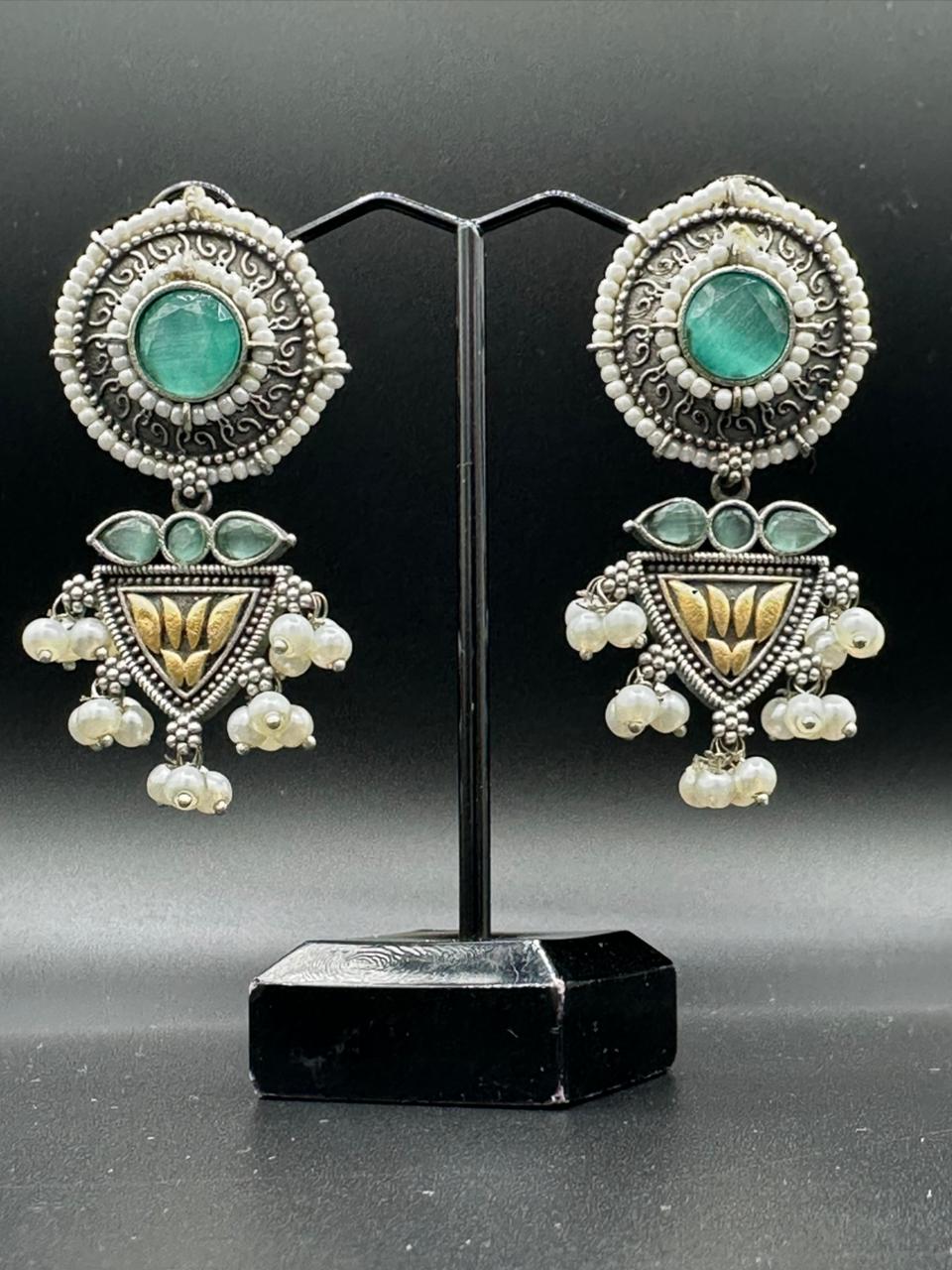 Handcrafted Oxidized Dangle Earrings – Traditional Jhumka Style