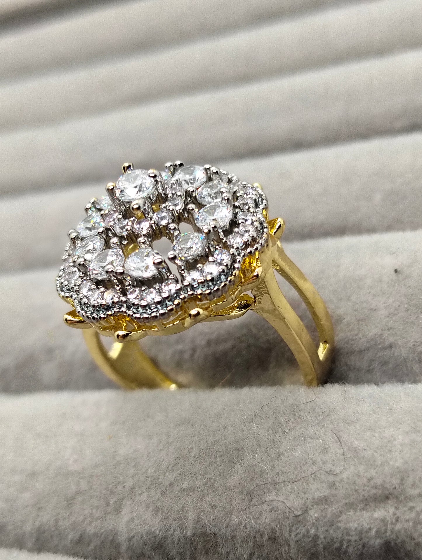 Gold plated ring with cubic zircon