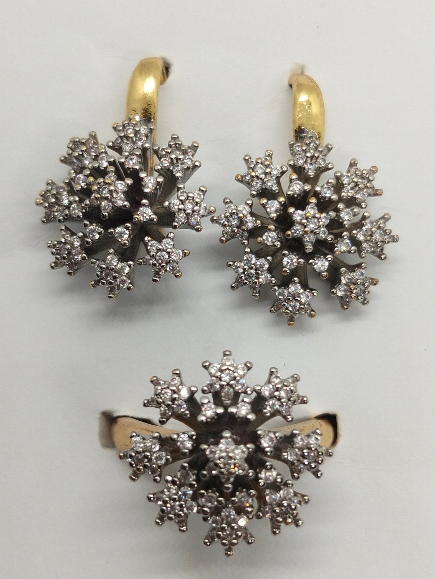 Zircon gold plated ring and earings set