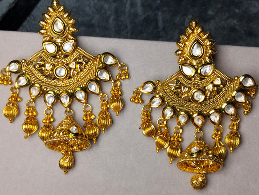 Original Indian gold plated Kundan jhumka's
