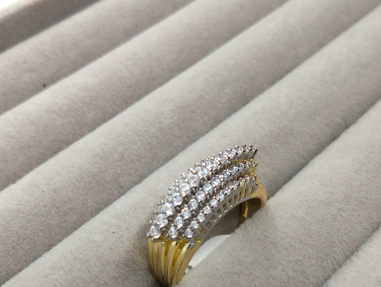 Elegant Two-Tone Gold Plated Cubic Zirconia Ring