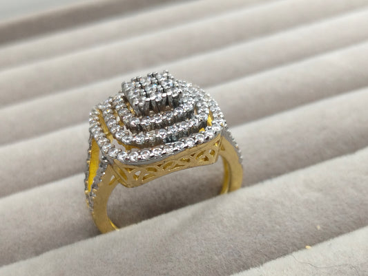 Diamond look|Two toned ring with cubic zircon