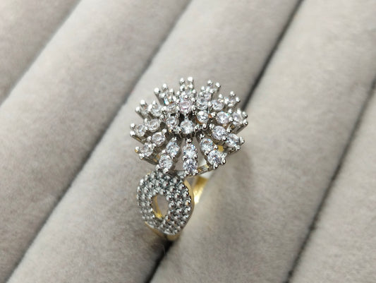 Elegant Two-Toned Gold Plated Ring with CZ Stones