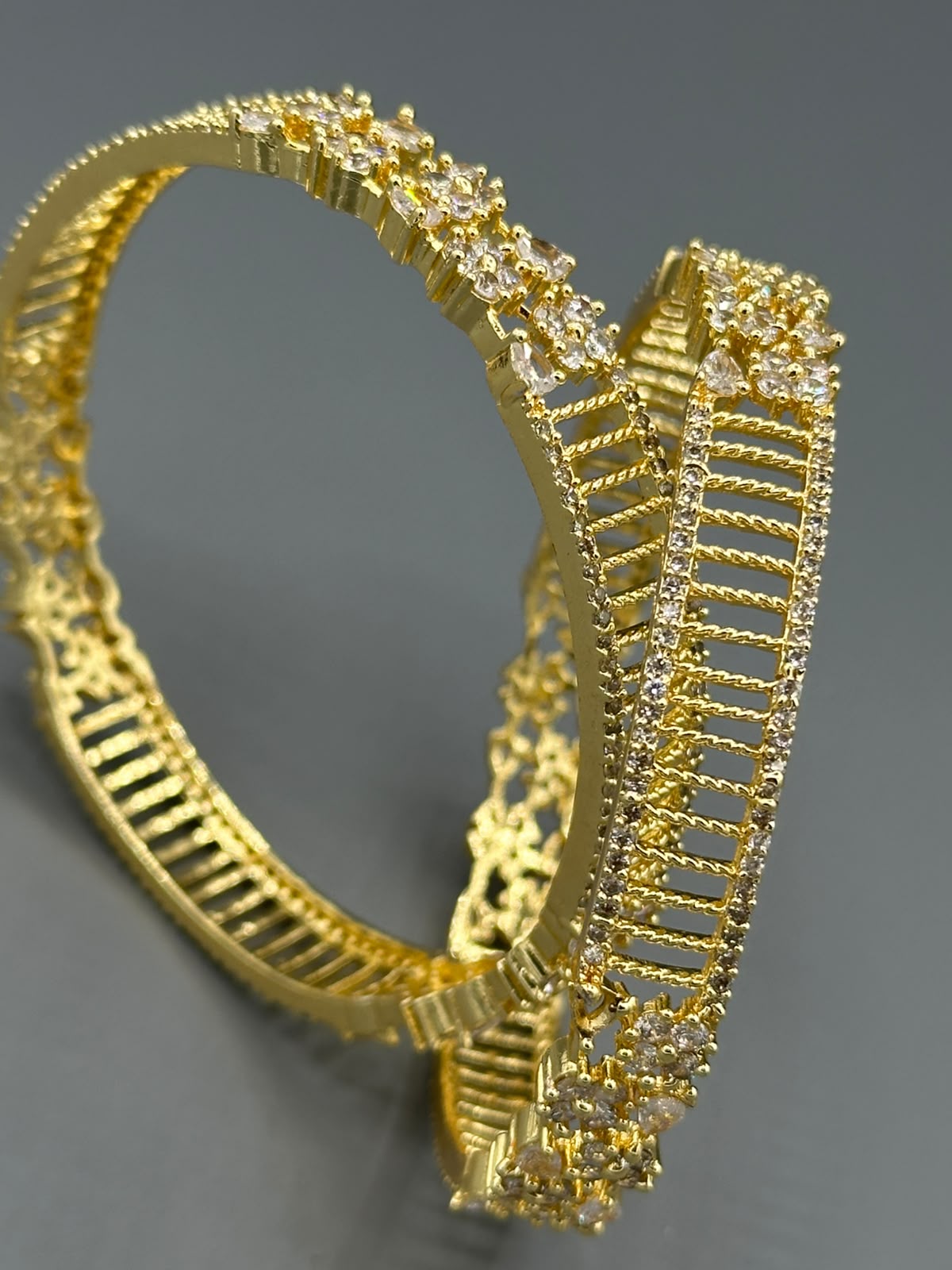 Luxury Diamond Cut One Carat Silver Rhodium Plated Bangle | Semi-Precious Stones