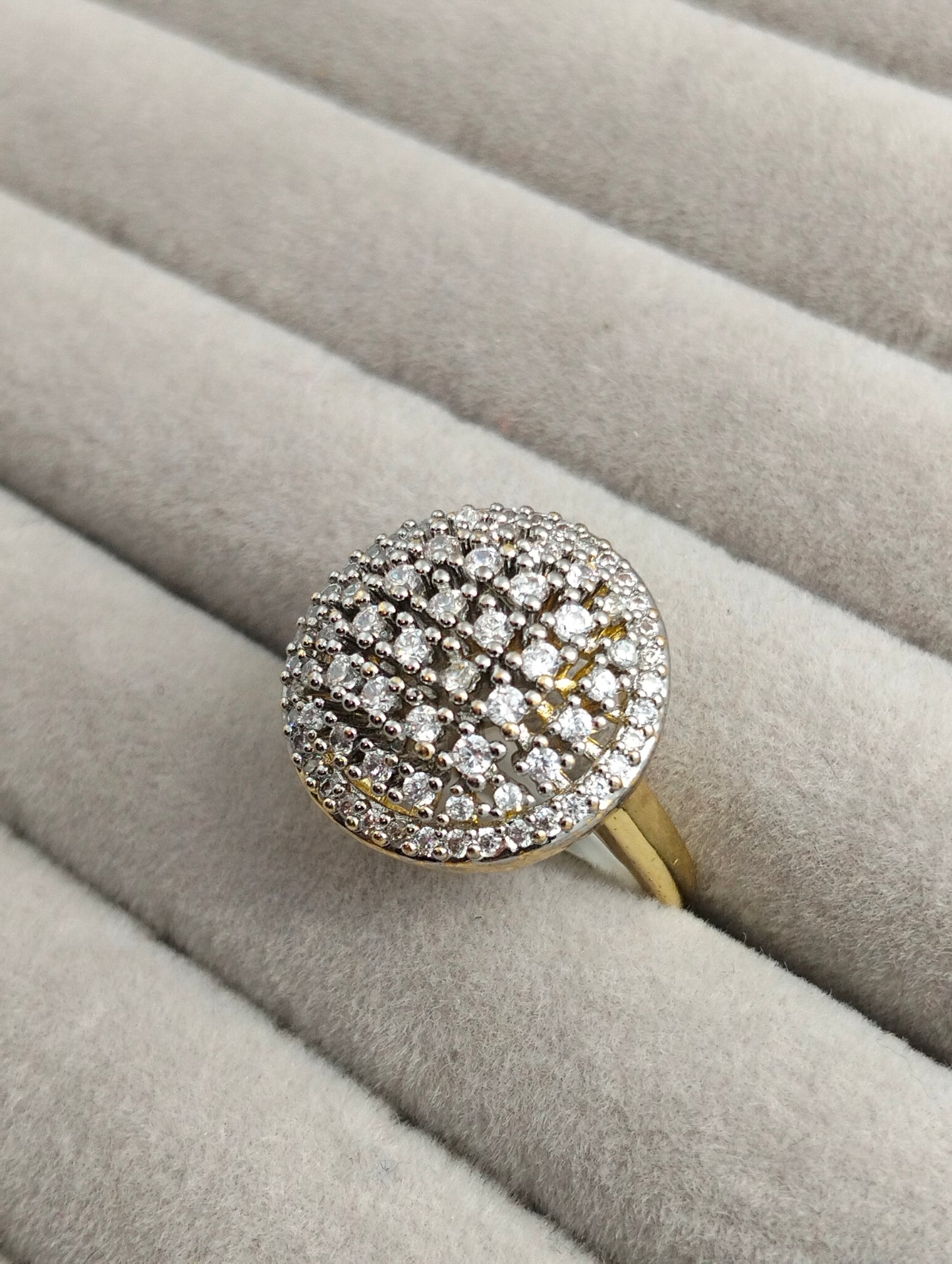 Two-Tone Gold Plated Ring with Sparkling Cubic Zirconia