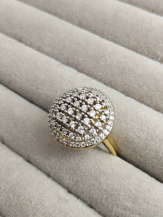 Two-Tone Gold Plated Ring with Sparkling Cubic Zirconia