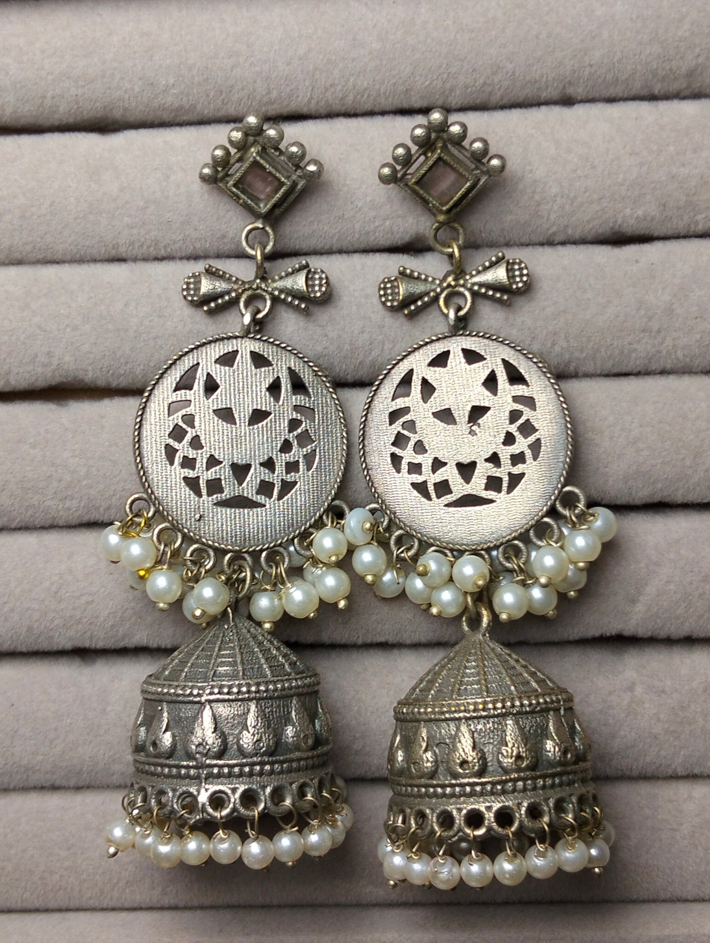 Oxidized handmade brass jhumka's