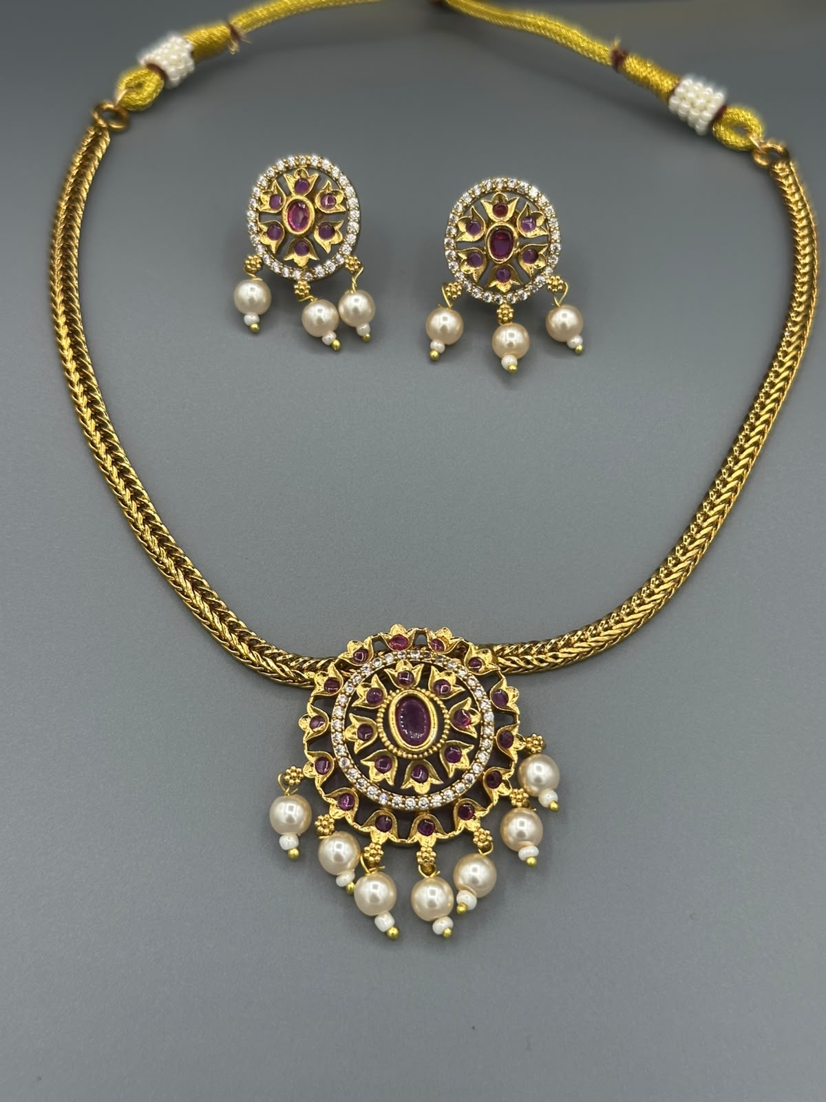 Designer South Indian Handmade Gold Plated Jewelry Set