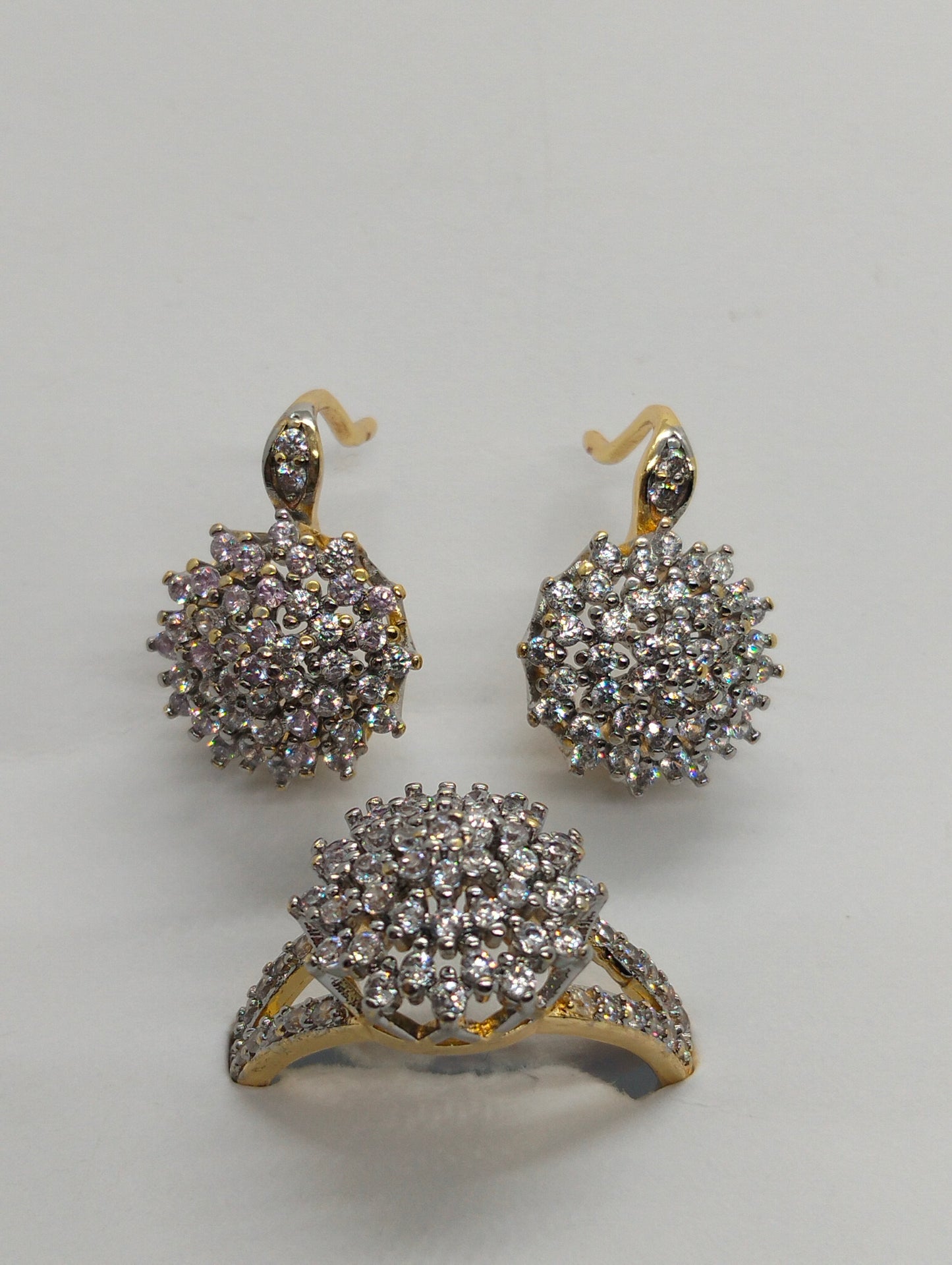 Zircon gold plated ring and earings set