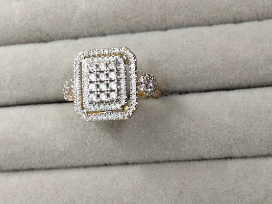 Designer Two-Tone Gold Polish CZ Statement Ring