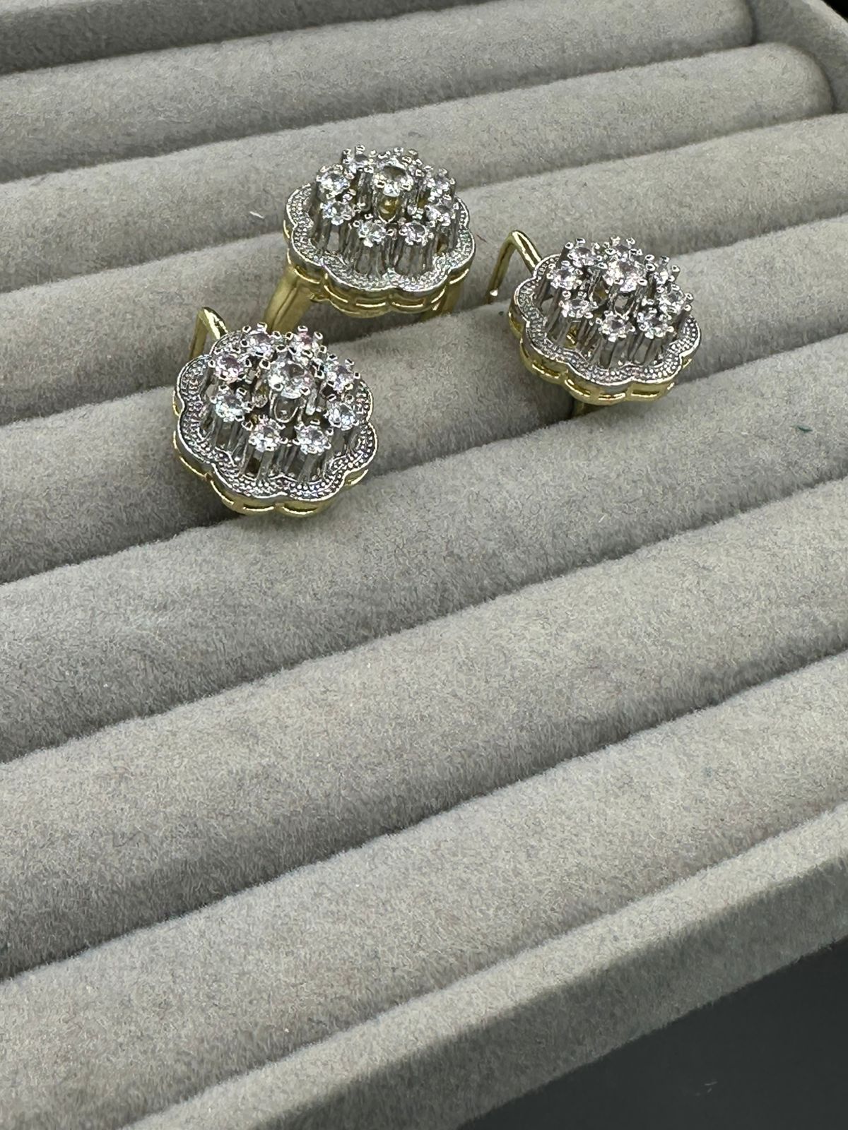 Two Toned Polish with Uncut stones & Victorian finish Set