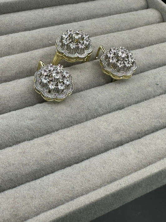 Two Toned Polish with Uncut stones & Victorian finish Set