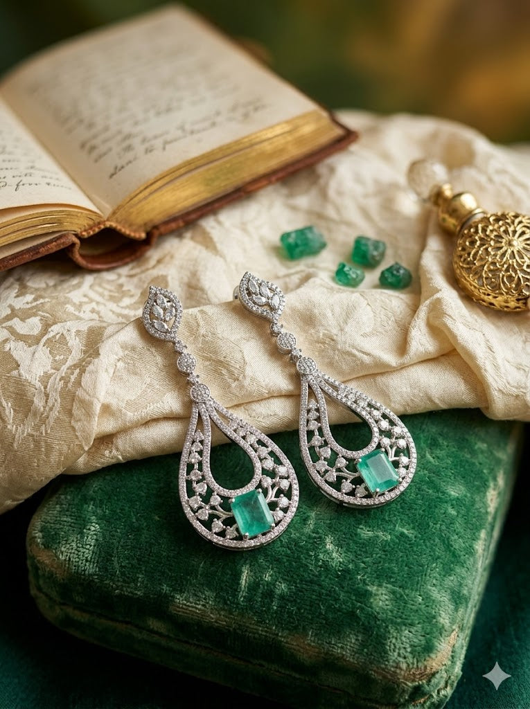 The Ethereal Oval | Mint Green Pastel Silver Earrings