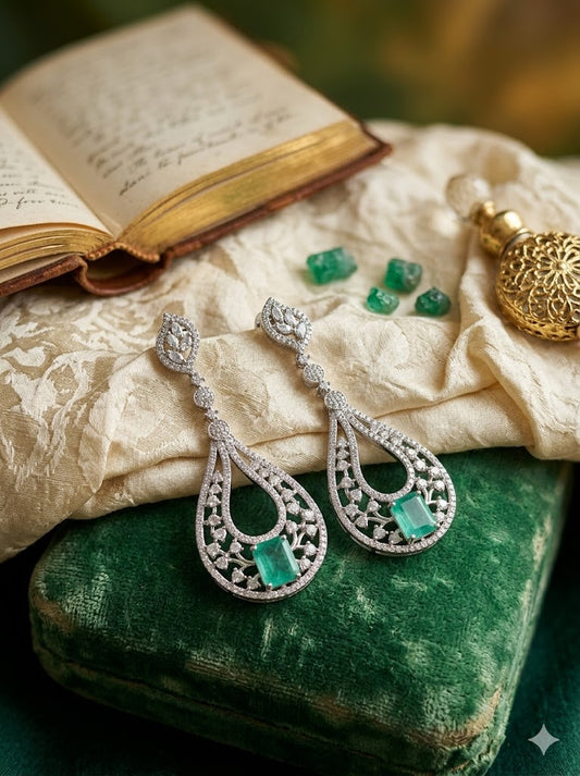 The Ethereal Oval | Mint Green Pastel Silver Earrings