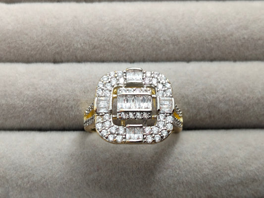 Two-Tone Gold Plated Ring with Brilliant Cubic Zirconia
