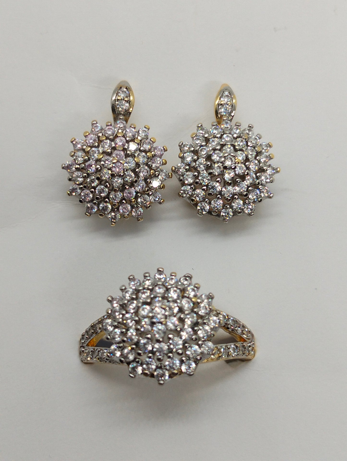Zircon gold plated ring and earings set