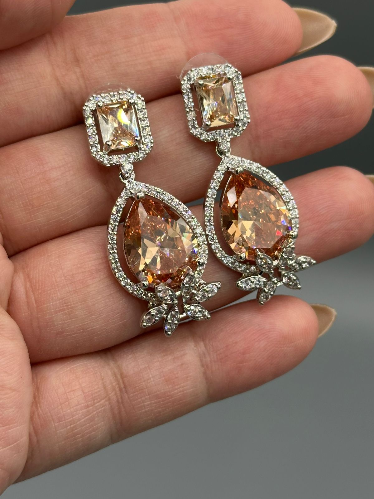 Champagne Stone Drop Earrings