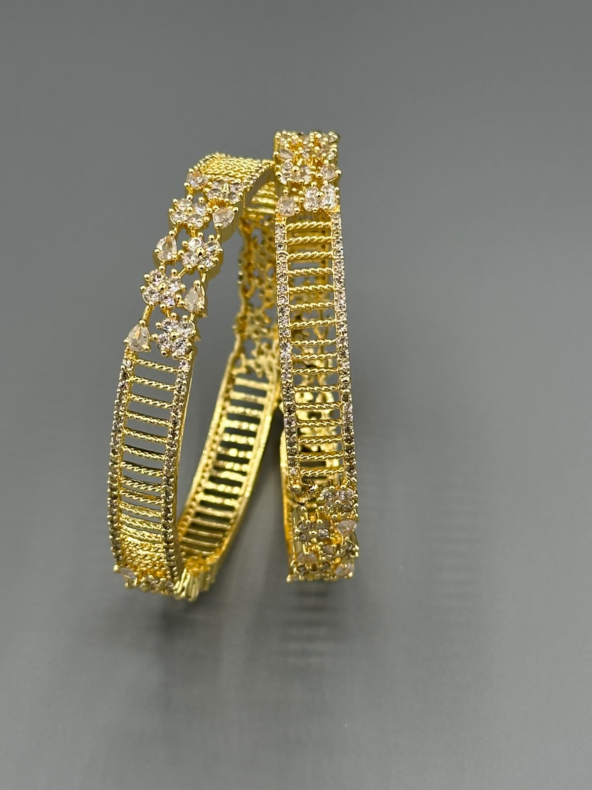 Luxury Diamond Cut One Carat Silver Rhodium Plated Bangle | Semi-Precious Stones