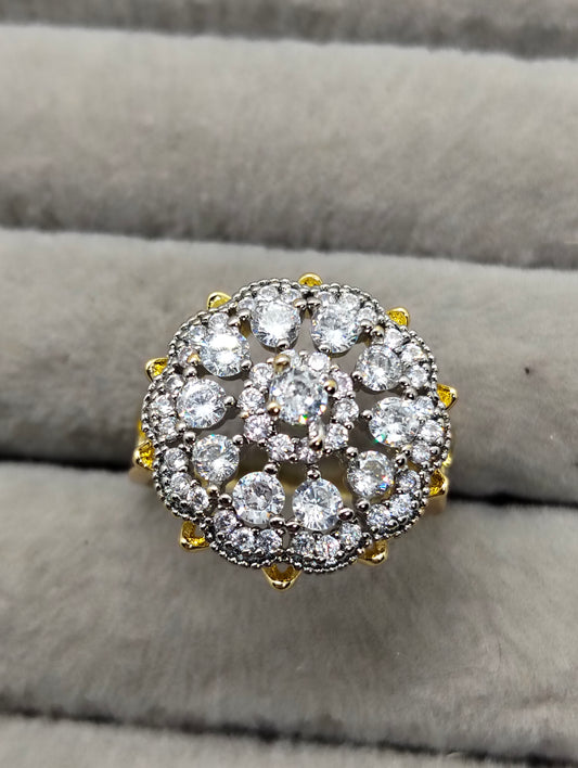 Gold plated ring with cubic zircon