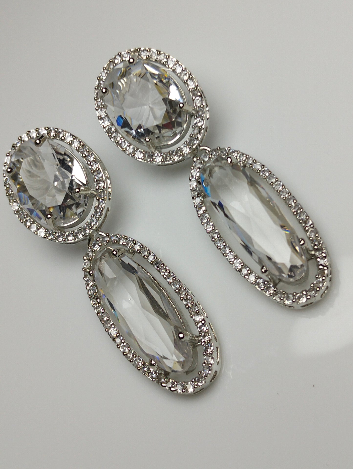 Oval long American diamond earring