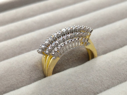 Elegant Two-Tone Gold Plated Cubic Zirconia Ring