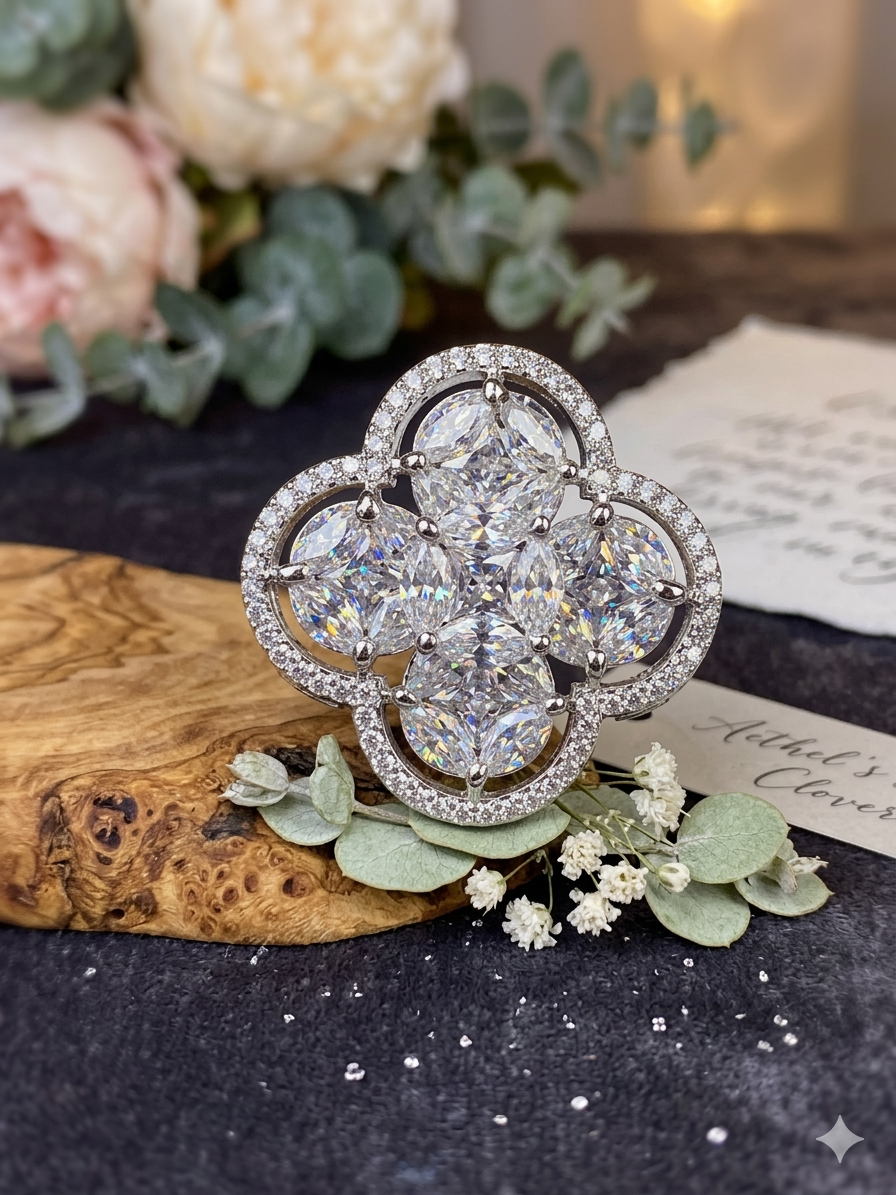 Silver Plated Four-Leaf Statement Piece