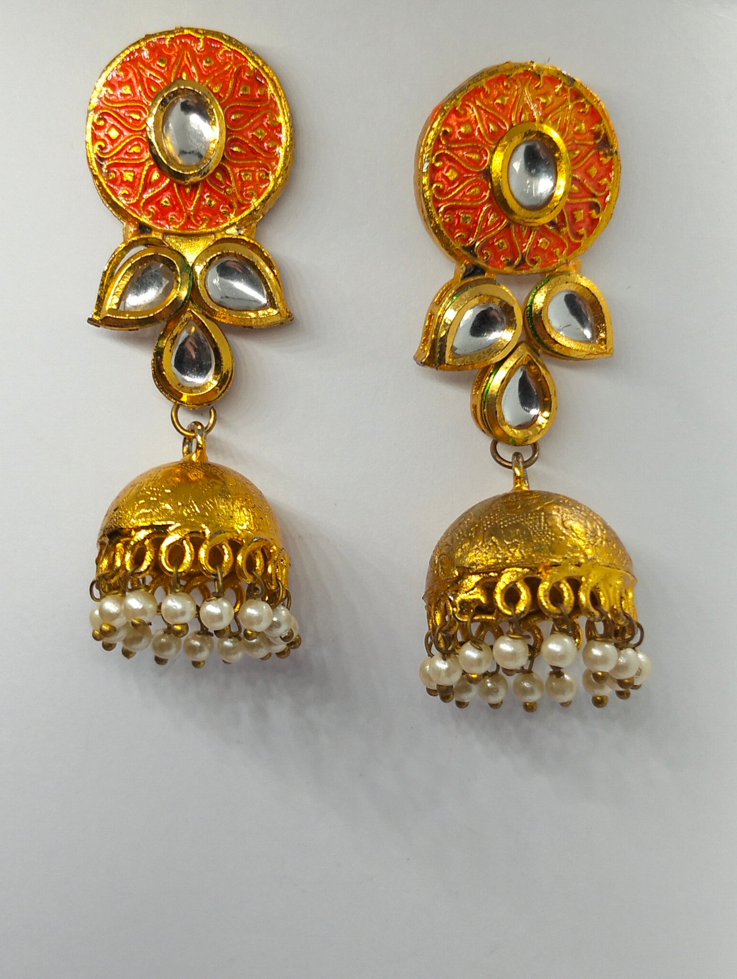 Trendy oxidized brass handmade Kundan jhumki's