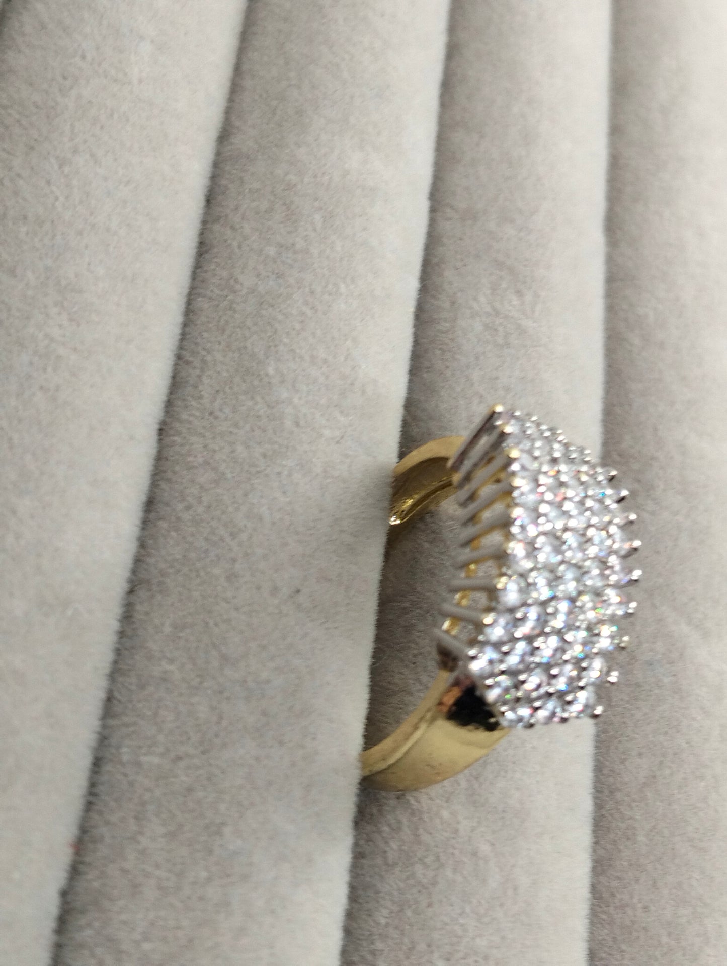 Two-Toned Gold Polish Ring with Cubic Zirconia