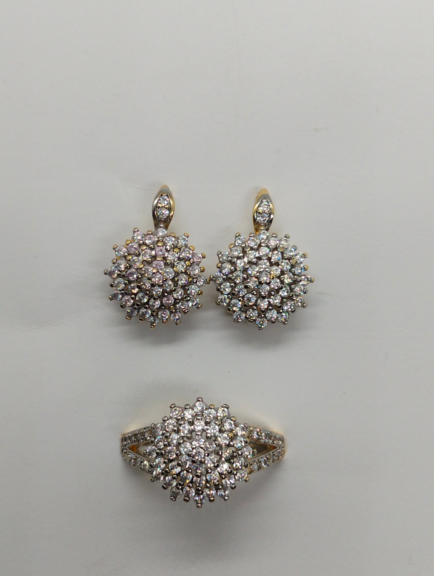 Zircon gold plated ring and earings set