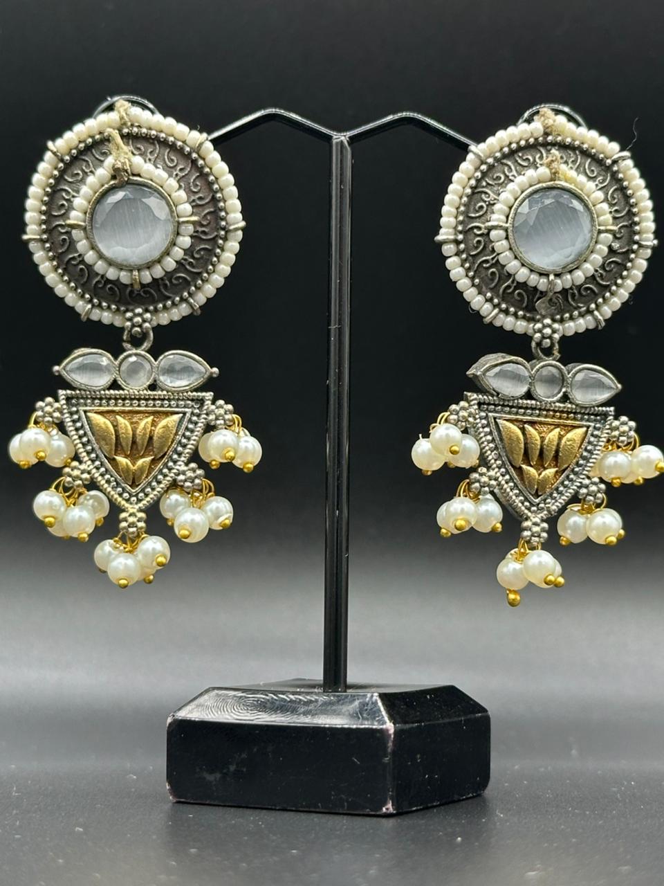 Handcrafted Oxidized Dangle Earrings – Traditional Jhumka Style