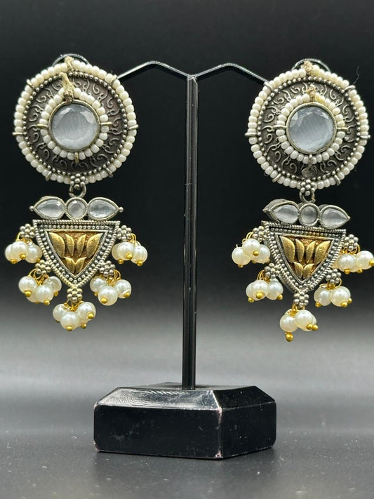 Handcrafted Oxidized Dangle Earrings – Traditional Jhumka Style