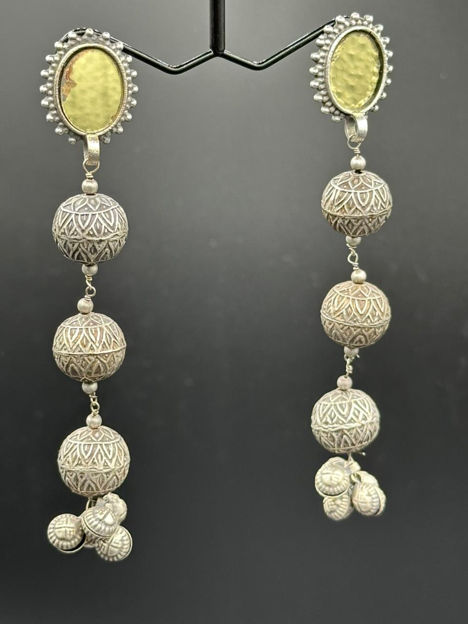 The Silver Bell | Minimal Oxidized Jhumkas