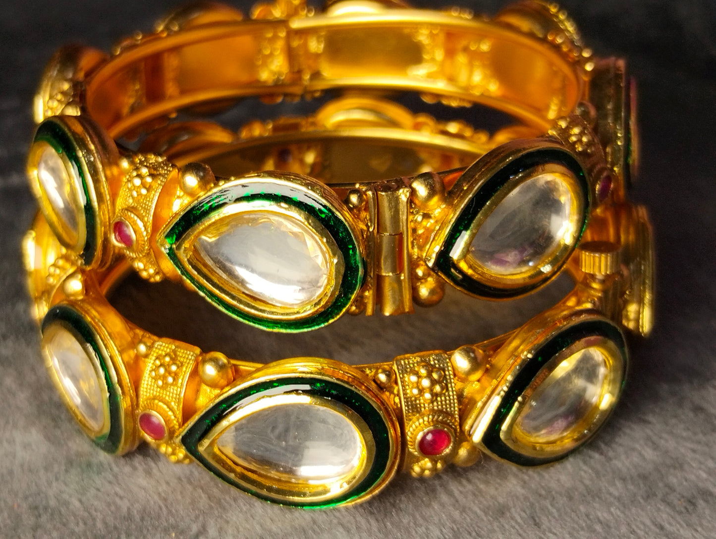 Kundan indian gold plated openable bangel