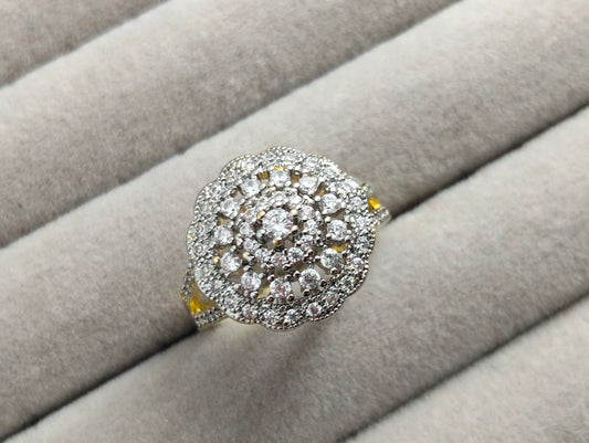 Two-Tone Gold Polish Cubic Zirconia Statement Ring