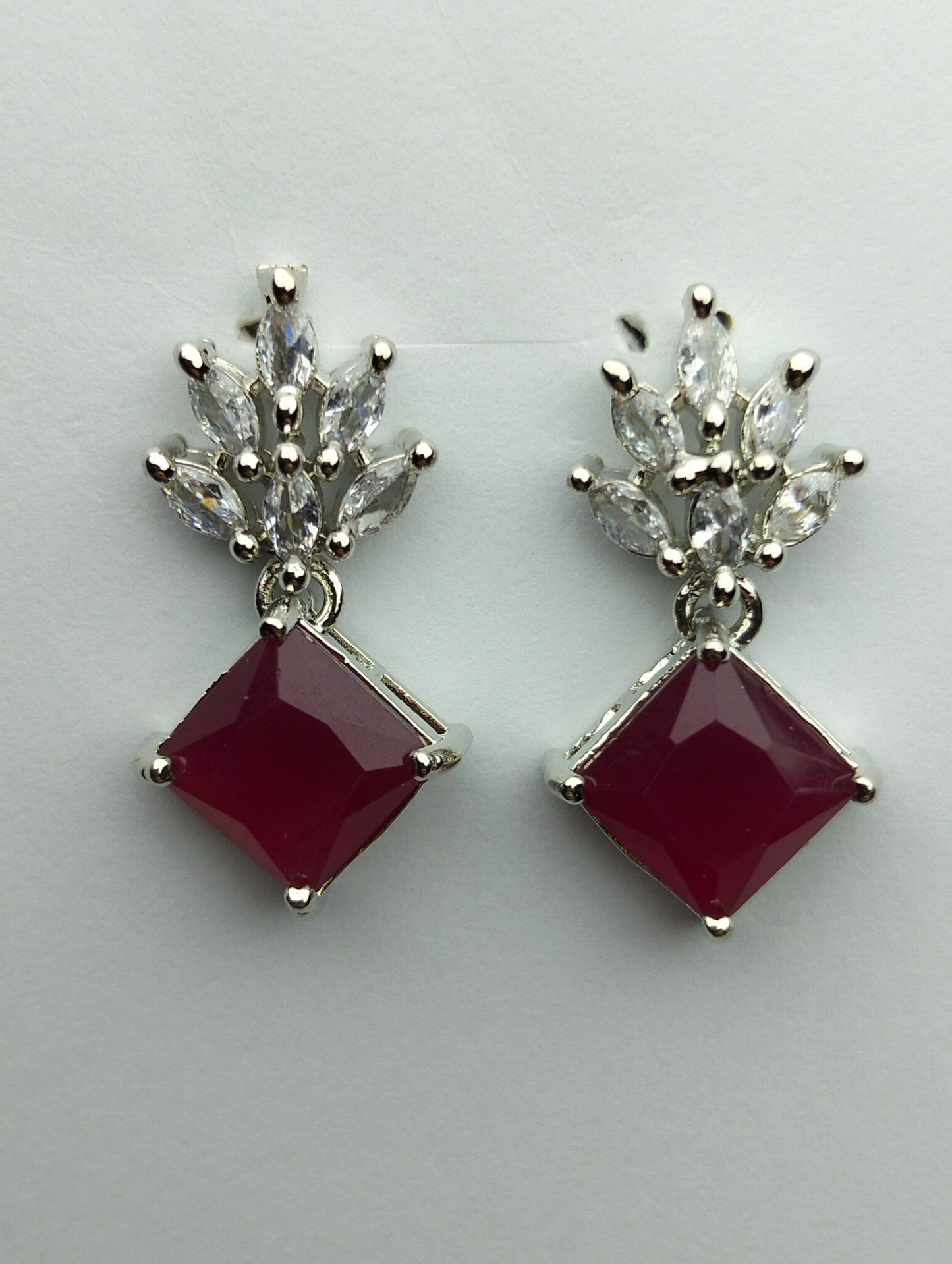 Red Ruby Minimal Earring