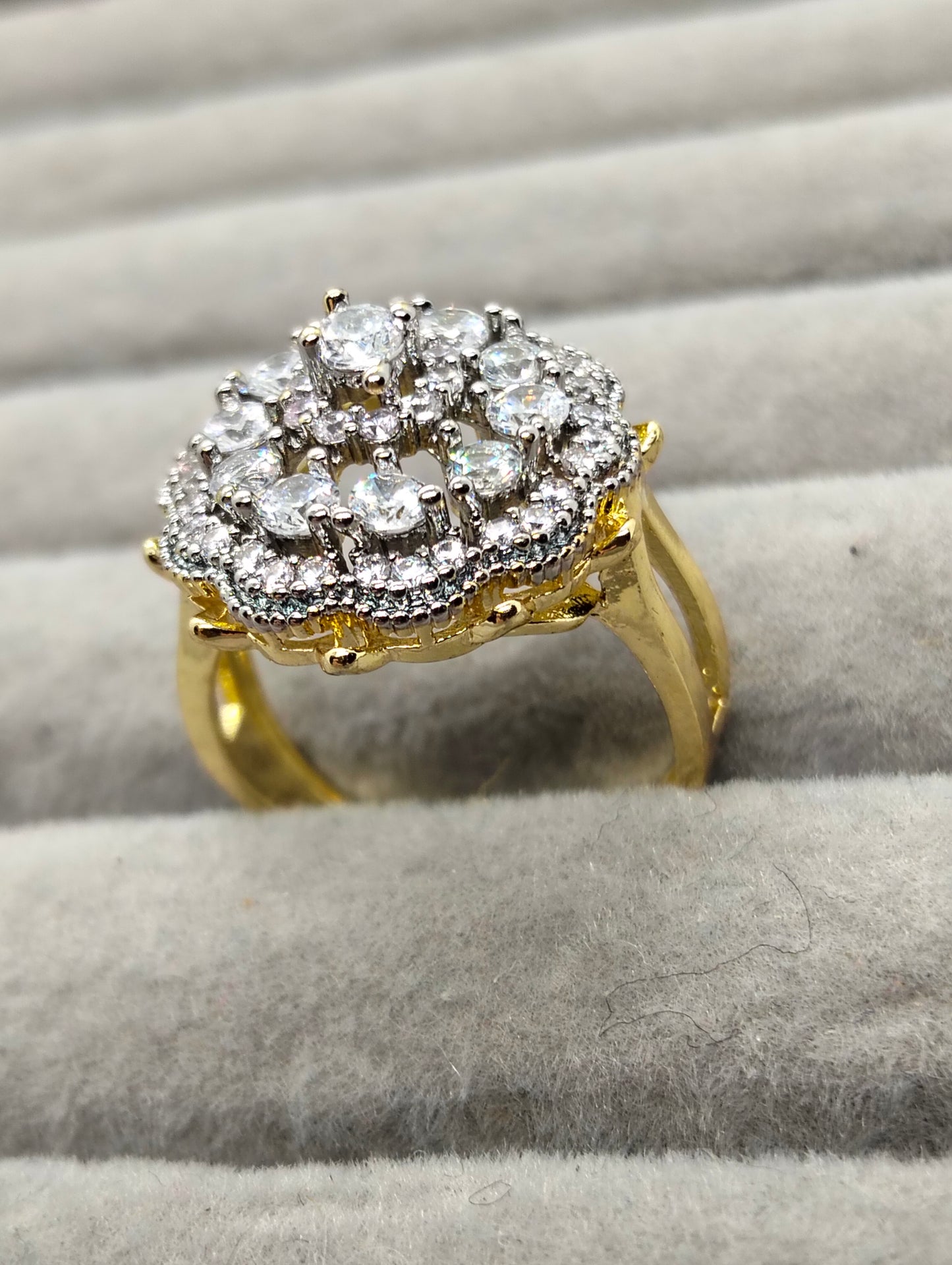 Gold plated ring with cubic zircon