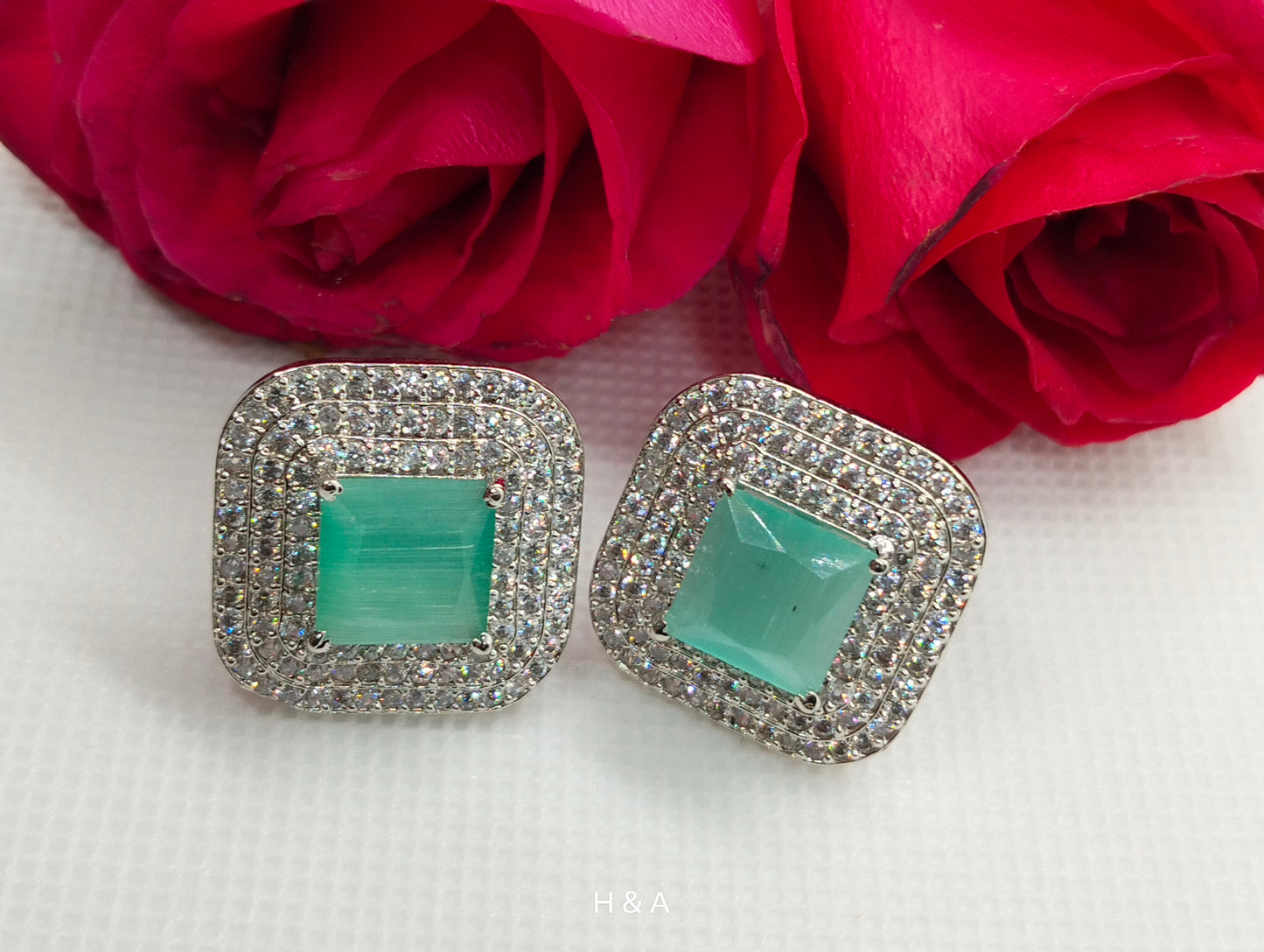 Mint Green Aura Stud Earrings