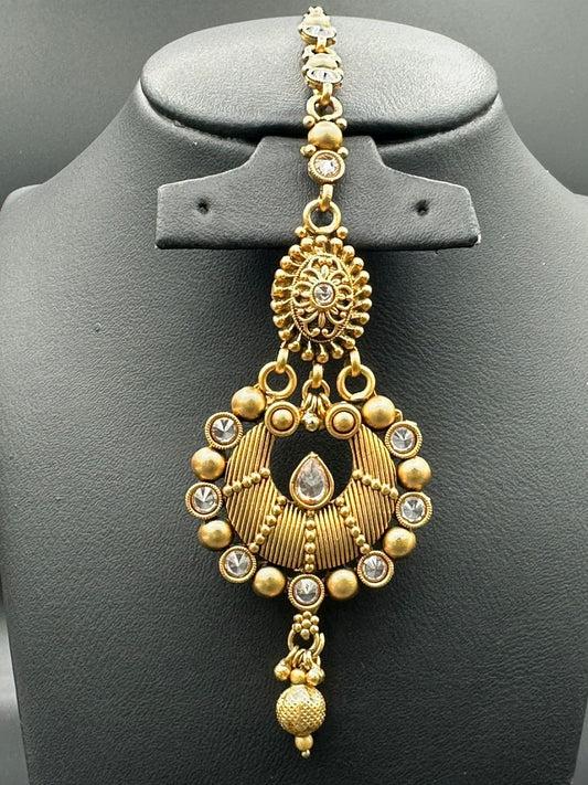 The Maharani Aesthetic | Antique Gold Rajwari Forehead Piece
