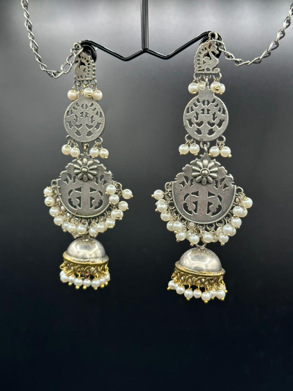 Two Toned oxidized handmade jhumka's with Sahara