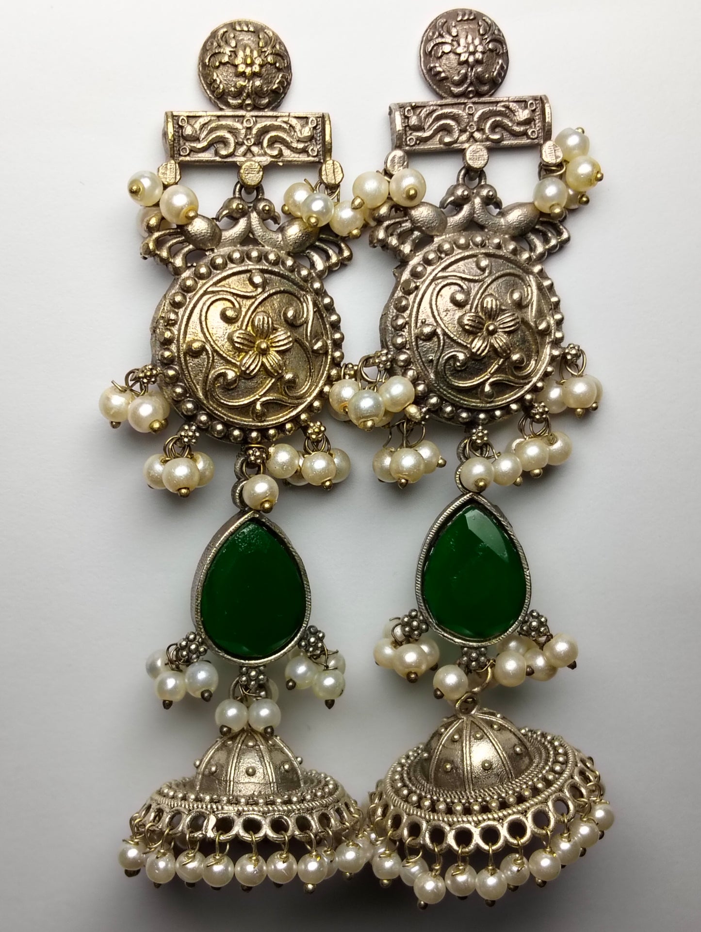 Ethnic Oxidized handmade brass jhumka's