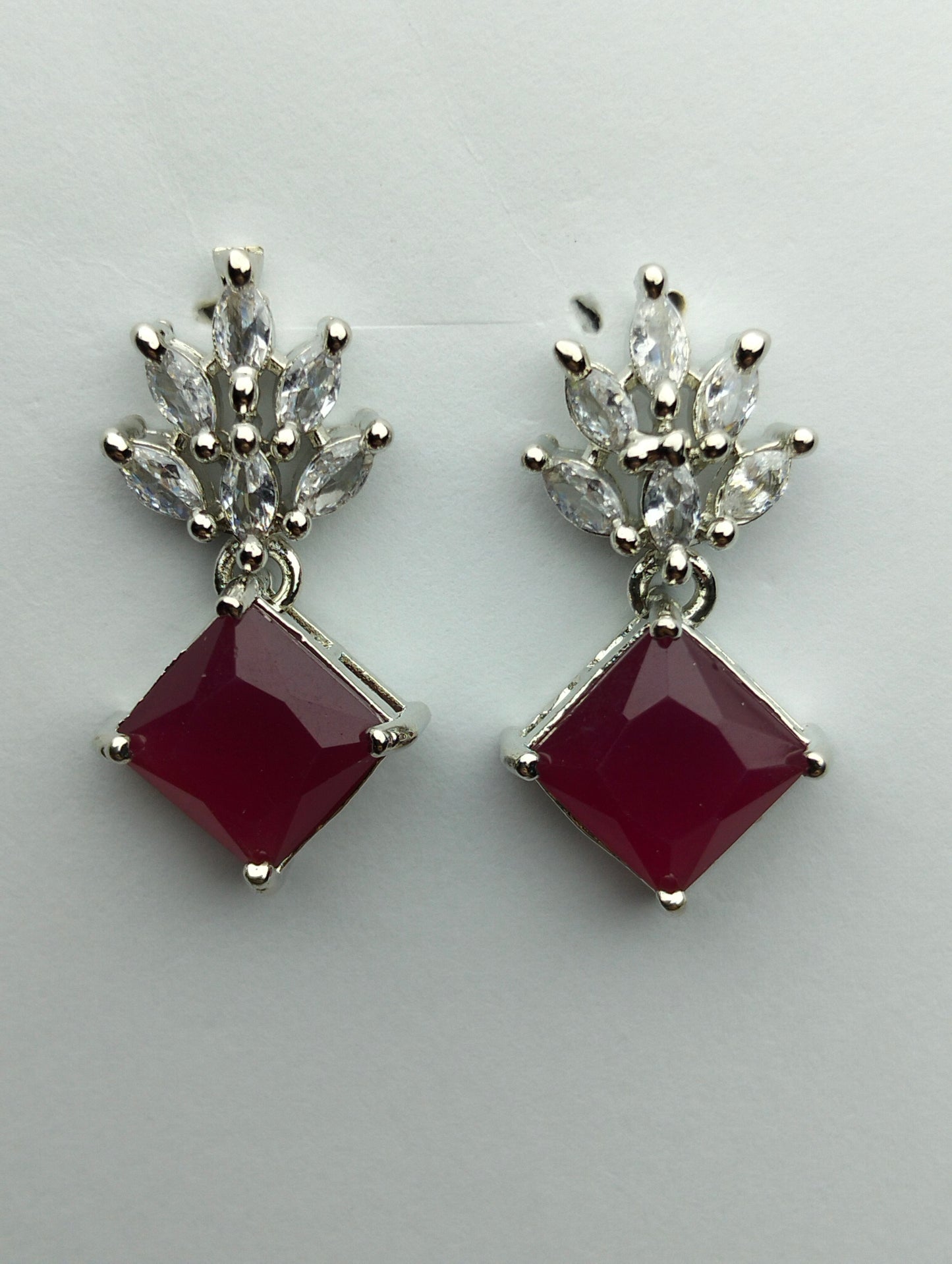 Red Ruby Minimal Earring