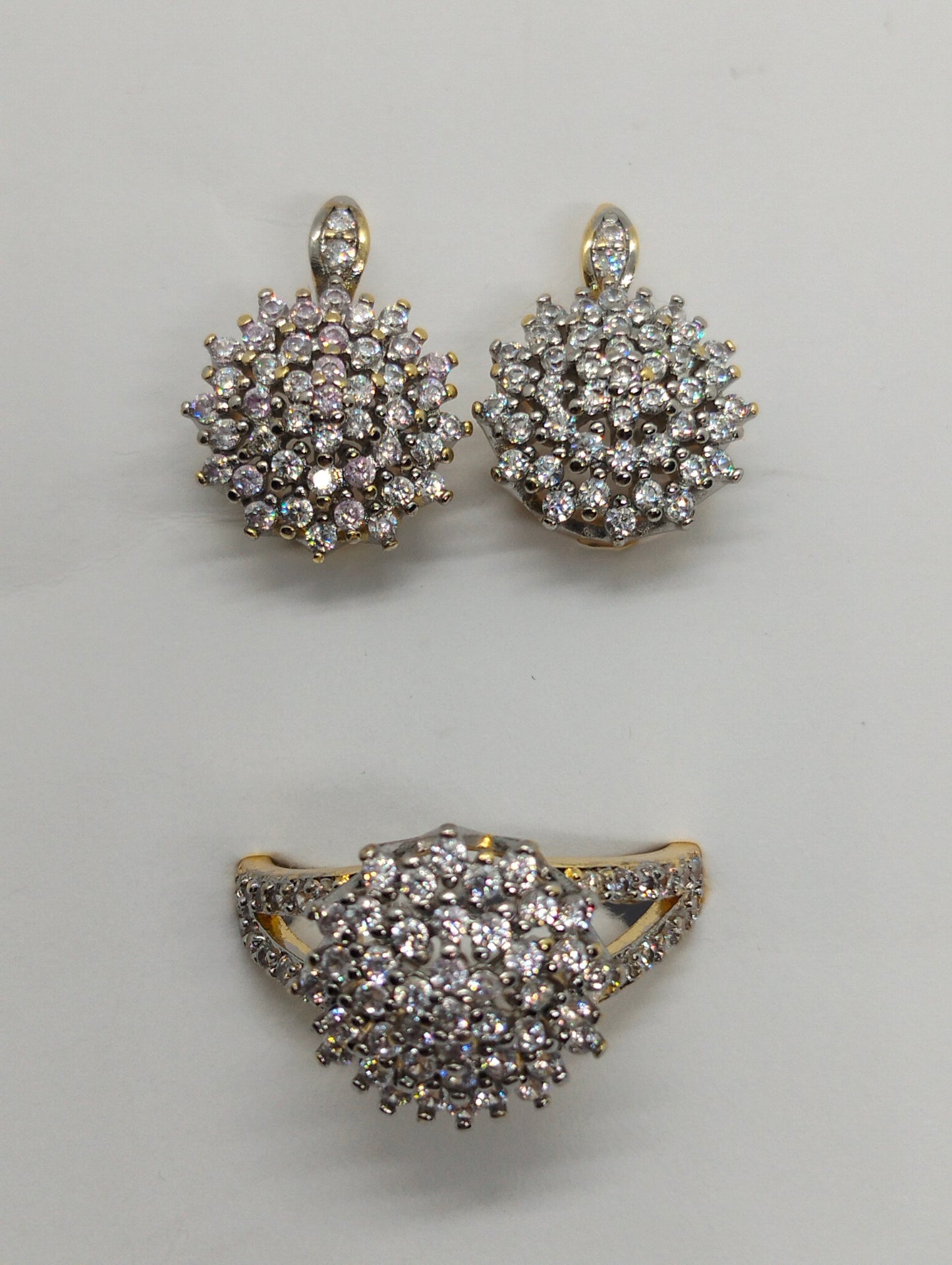Zircon gold plated ring and earings set